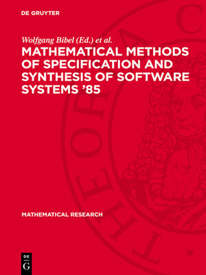 cover image of Mathematical Methods of Specification and Synthesis of Software Systems '85